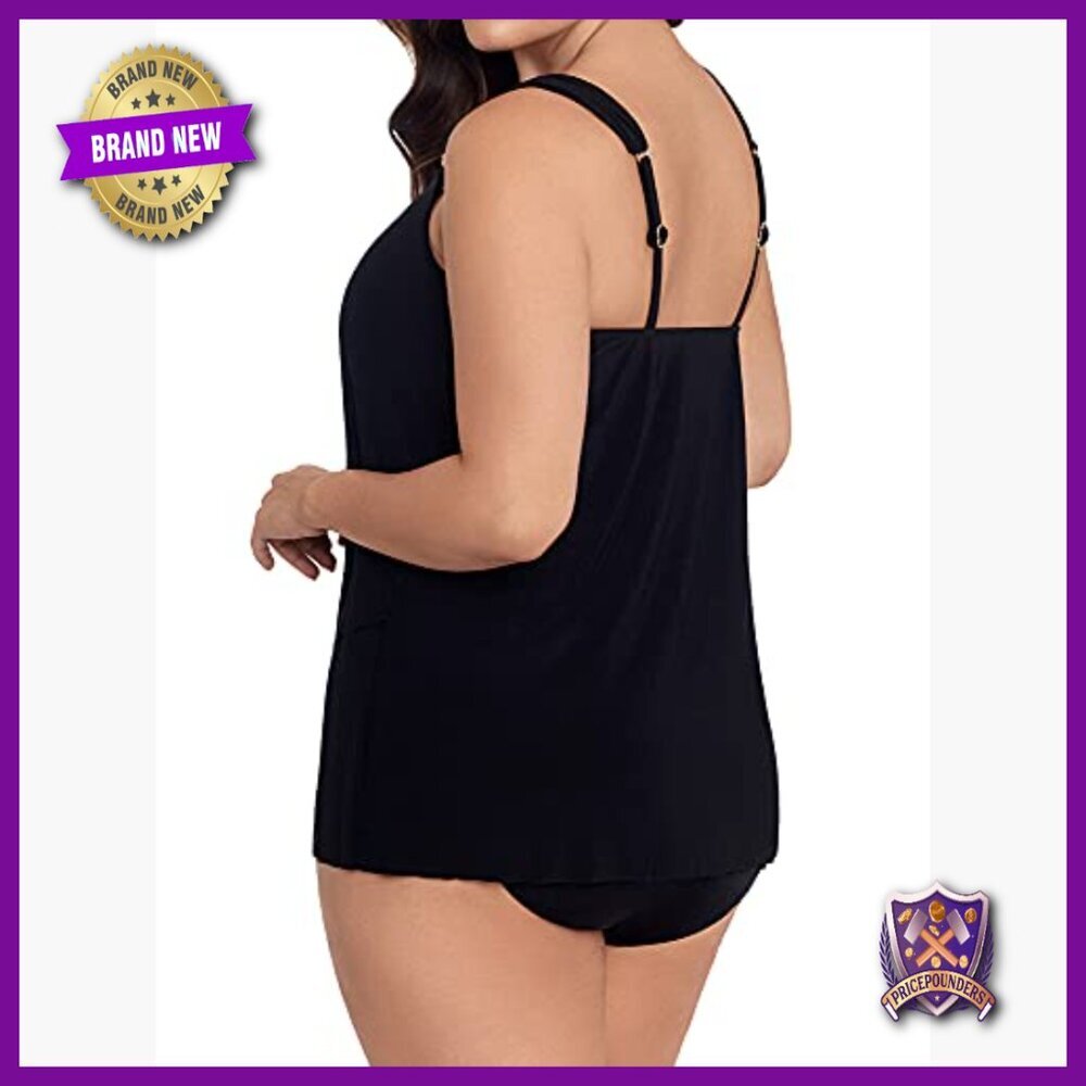 Plus Size Tankini Top with Underwire Support, Adjustable Straps, UPF 15 - Picture 5 of 6